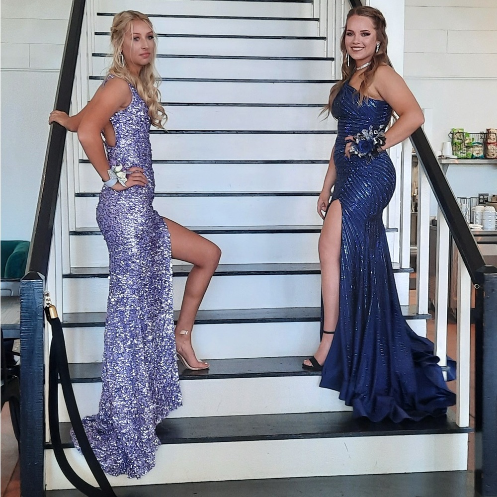 Sherri Hill One Shoulder Lavender Sequin Dress